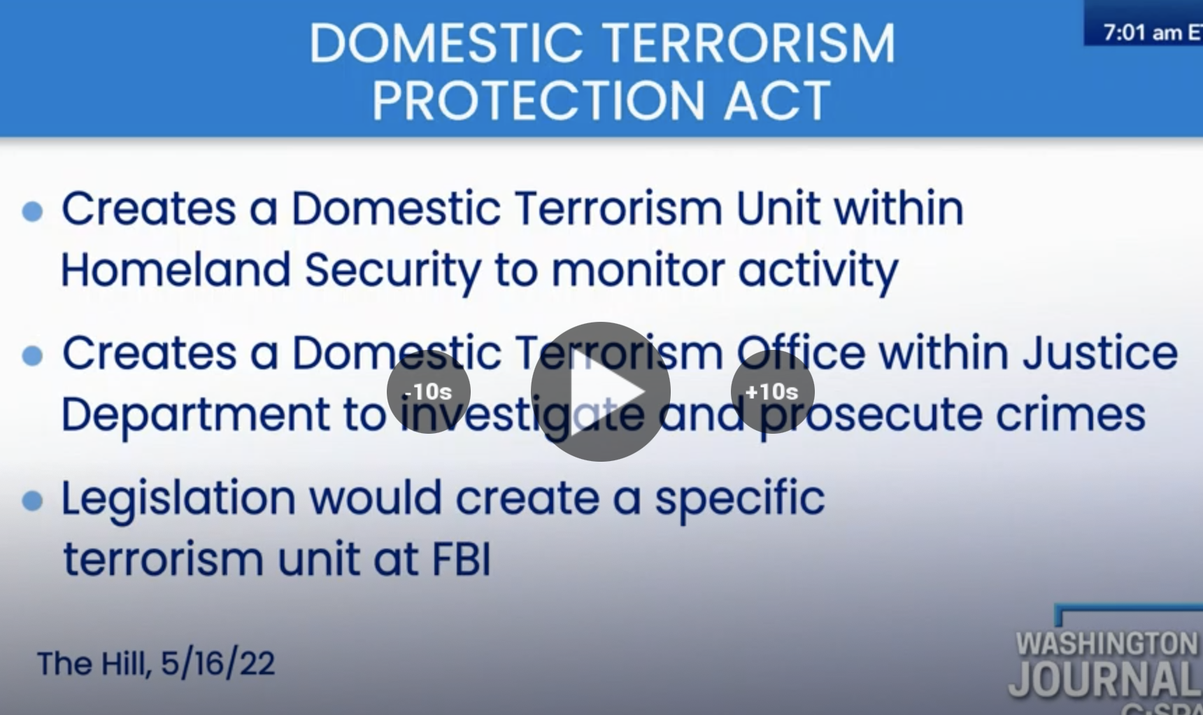 Video Clip: House Passes Domestic Terrorism Prevention Act