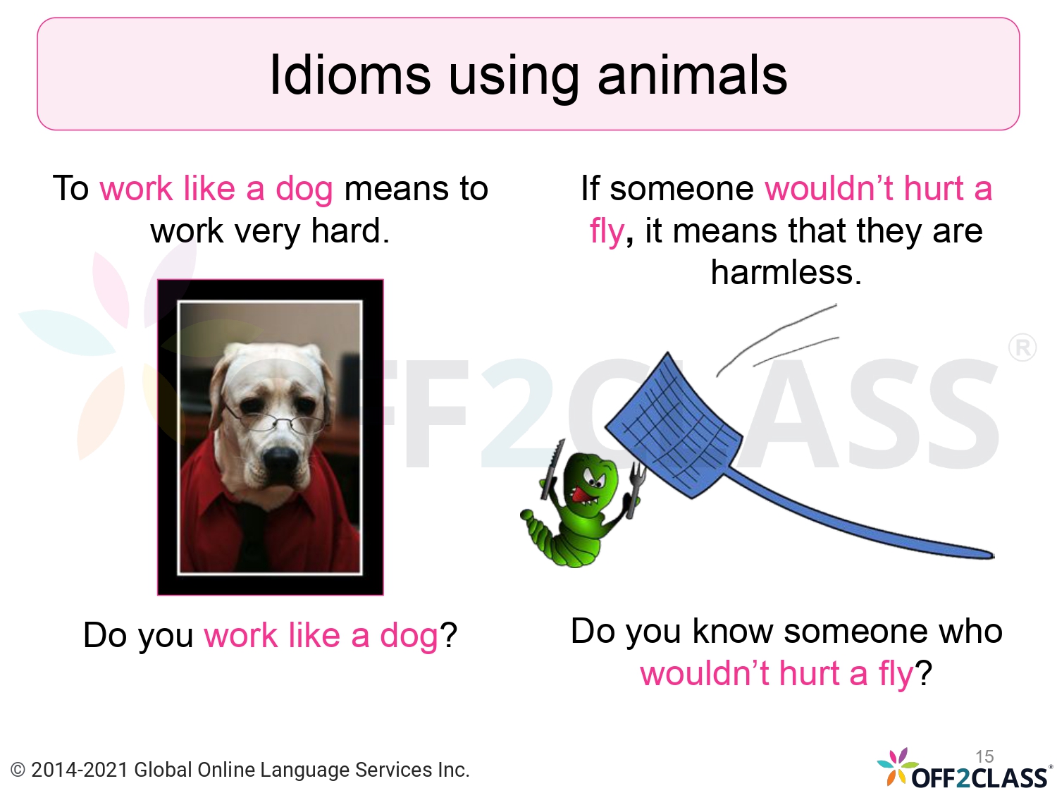 Idioms That Use Animal Vocabulary - Off2Class ESL Lesson Plan