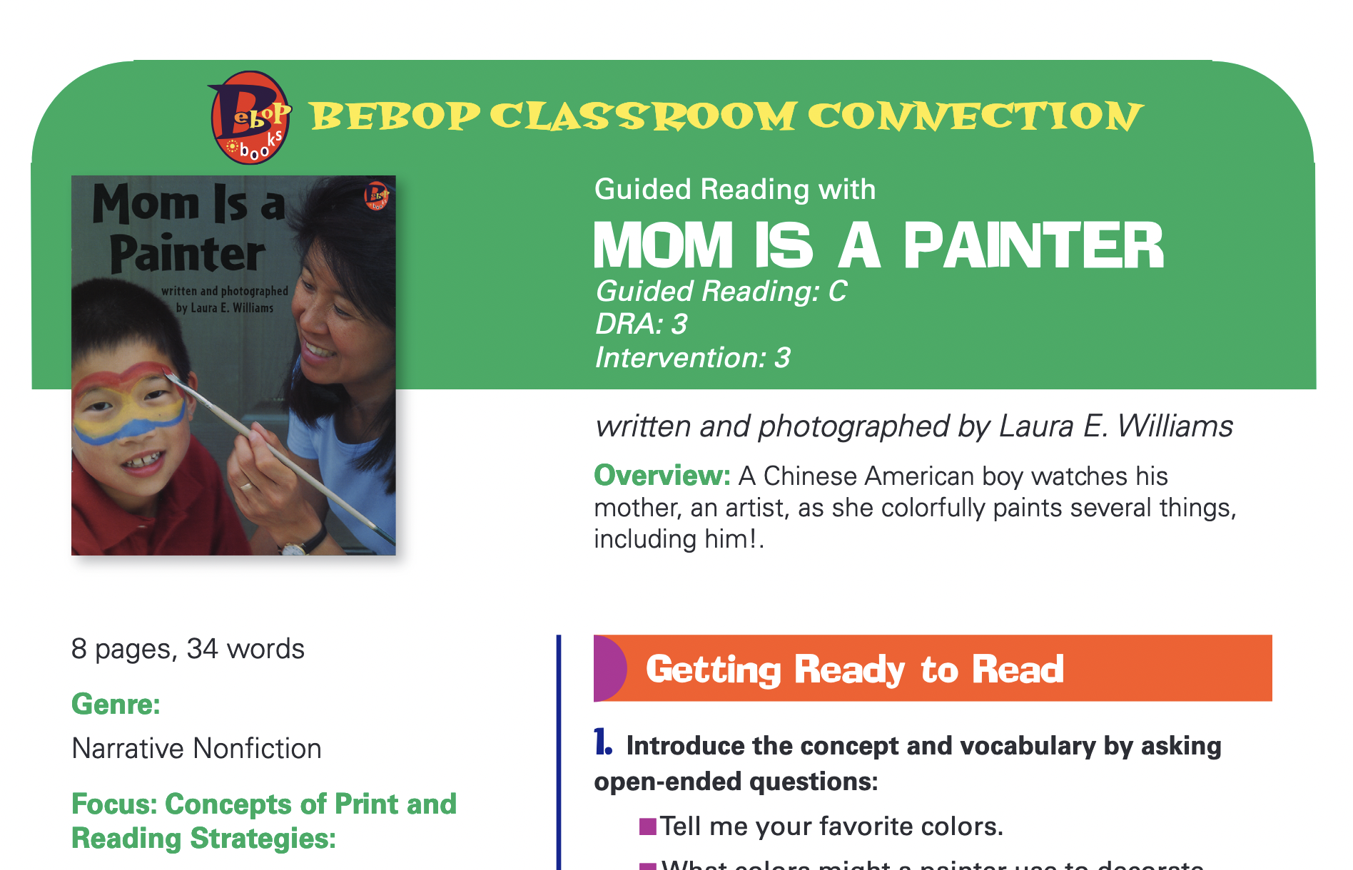 Mom is a Painter - Guided Reading Lesson Plan