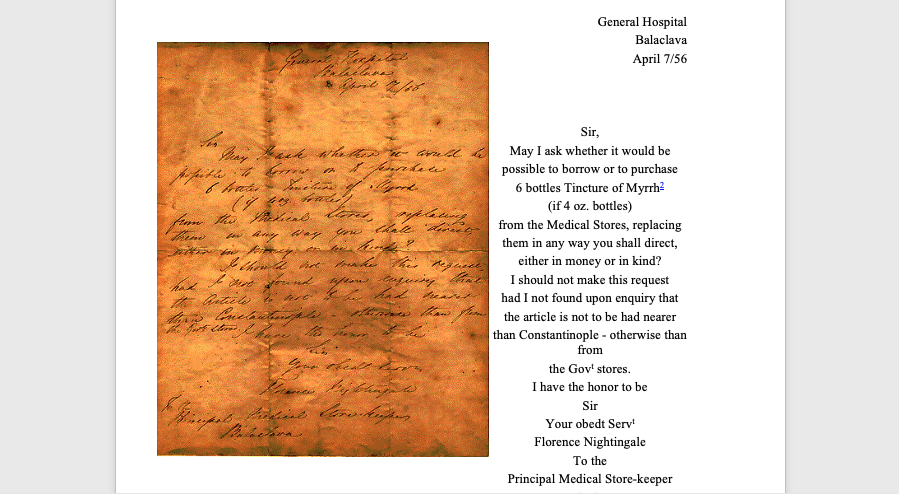 Florence Nightingale letters