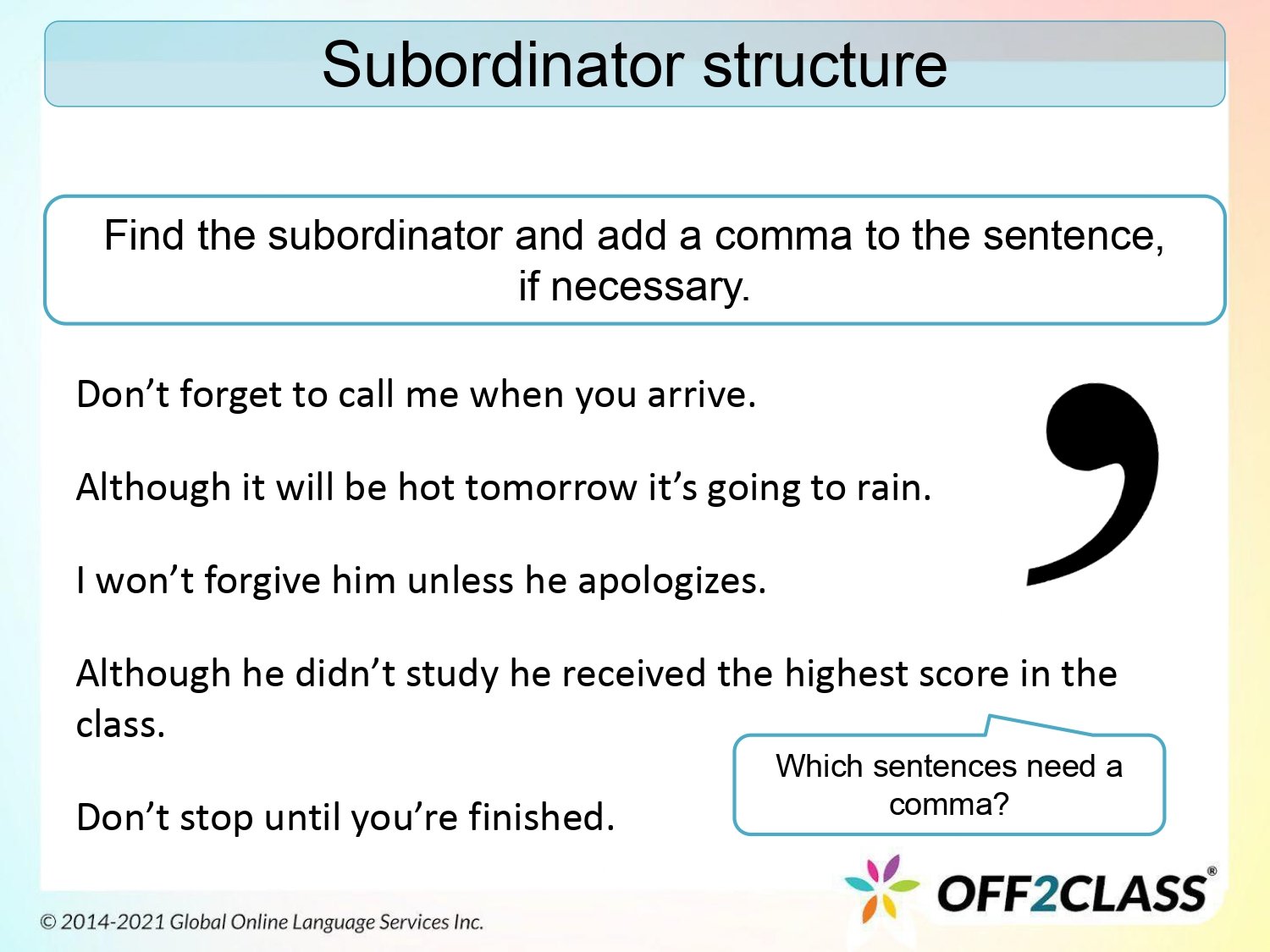 Subordinators, Coordinators And Transitions – Free ESL Lesson Plan