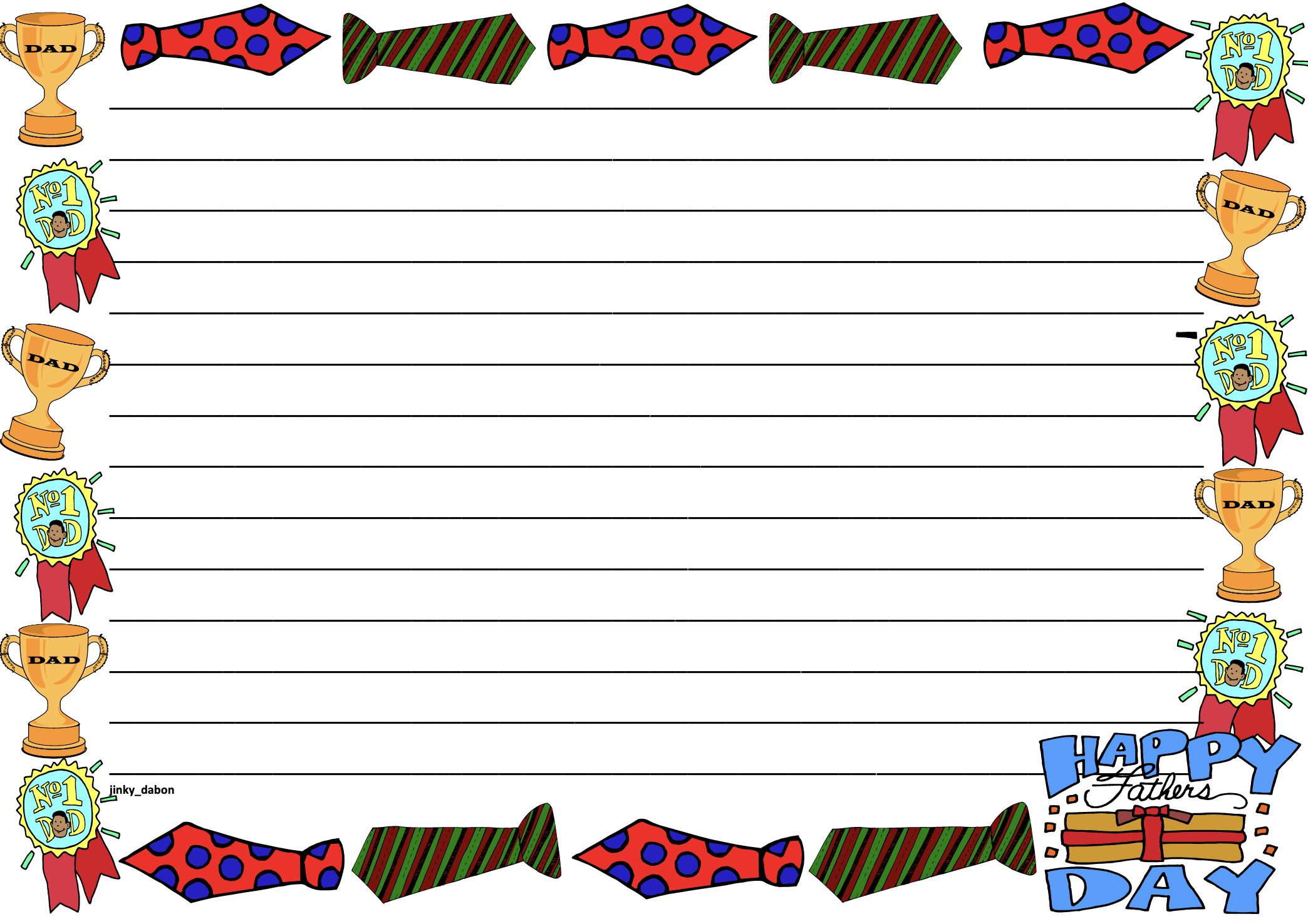 Father's Day Themed Lined Paper and Pageborders