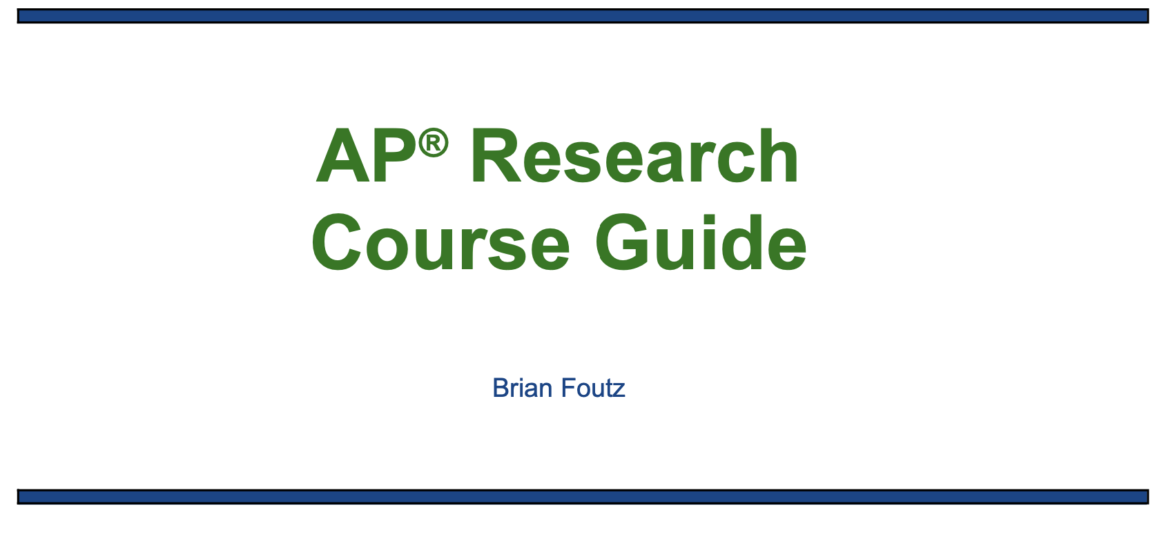 AP Research Sample Course Guide