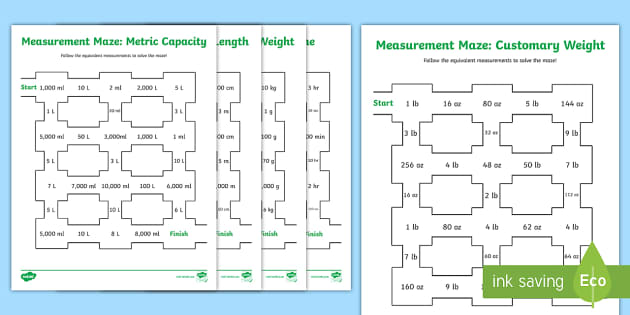 Measurement Mazes Math Pack