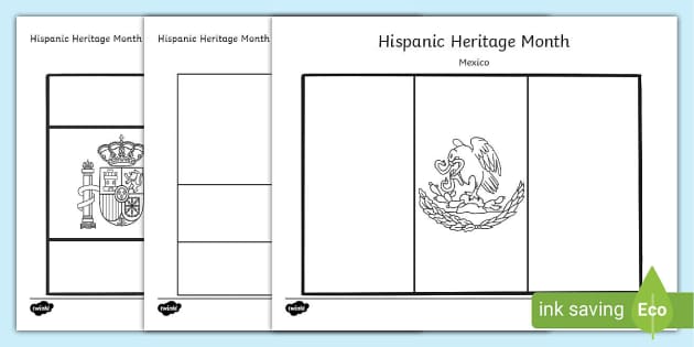 Hispanic Heritage Month Flag Coloring Sheets