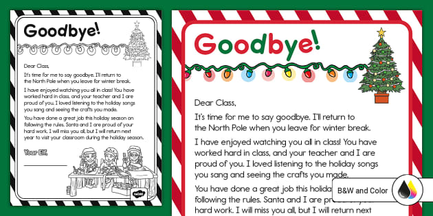 Printable Elf Goodbye Letter
