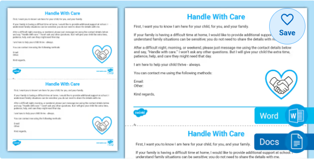 Editable Handle With Care Teacher Note