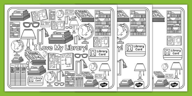 I Love My Library Coloring Sheets