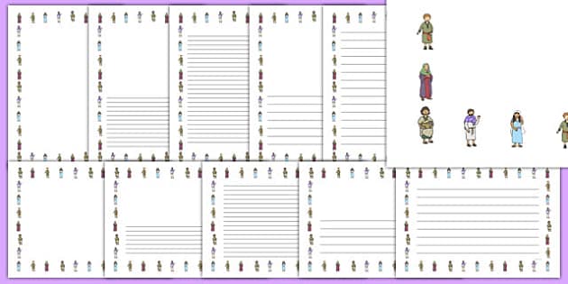 Blank and Lined Journal Writing Pages - Loaves and Fishes Border