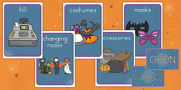 Halloween Fancy Costume Store Role Play Signs