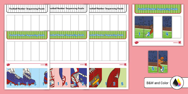 Football 1-5 Number Sequencing Puzzles