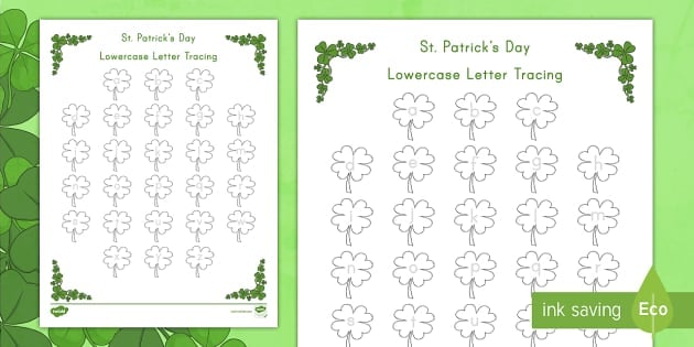 St. Patrick's Day Lowercase Alphabet Tracing Activity