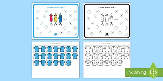 Clothes Number Match Activity Mat