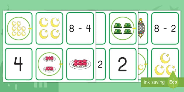Eid Subtraction Matching Cards