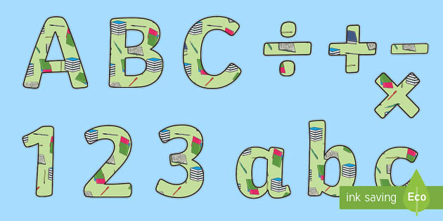 Writing Center Bulletin Board Letters and Numbers Pack