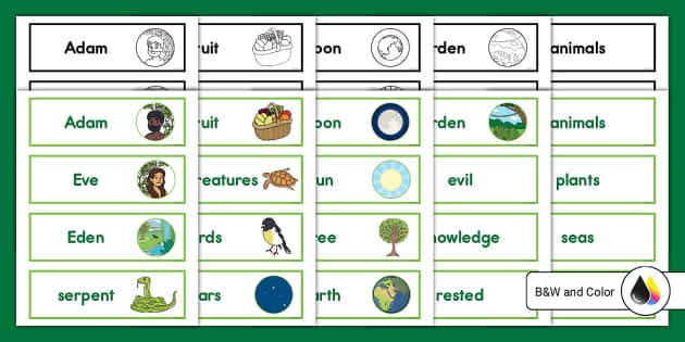 Adam and Eve Creation Story Word Cards