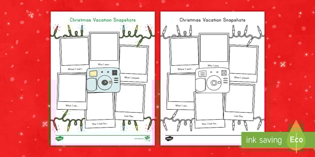 Christmas Vacation Snapshots Writing Template