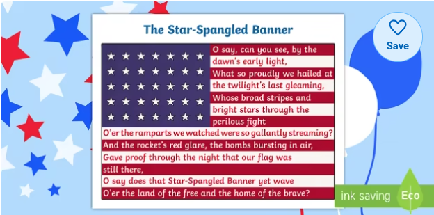 National Anthem "The Star-Spangled Banner" Poster