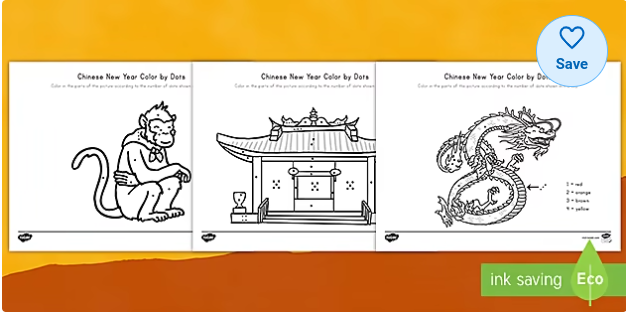 Chinese New Year Color by Dots Activity