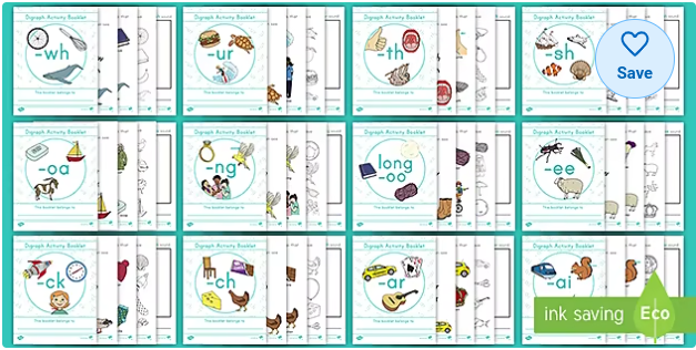 Digraphs Activity Booklets Pack for K-2nd Grade