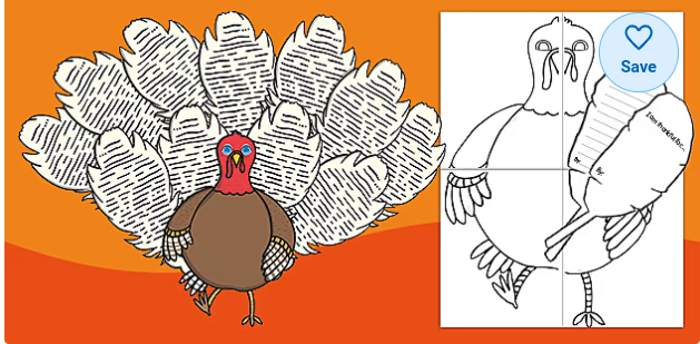 Giving Thanks Turkey Feather Class Writing Project