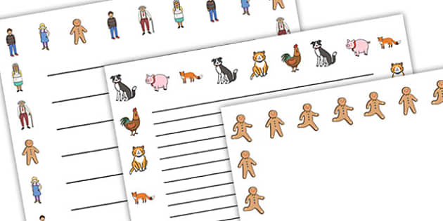 Blank and Lined Journal Writing Pages - The Gingerbread Man Story Border