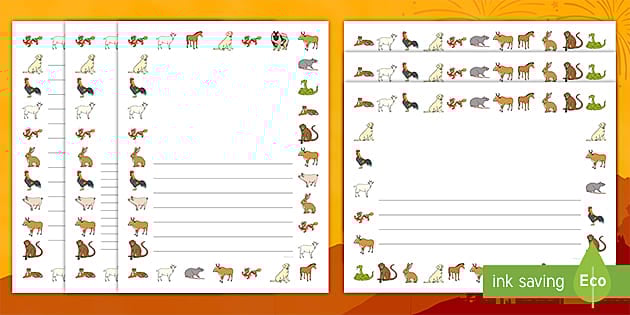Lined Journal Writing Pages - Chinese New Year Border