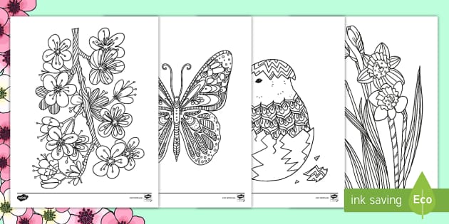 Spring Mindfulness Coloring Sheets