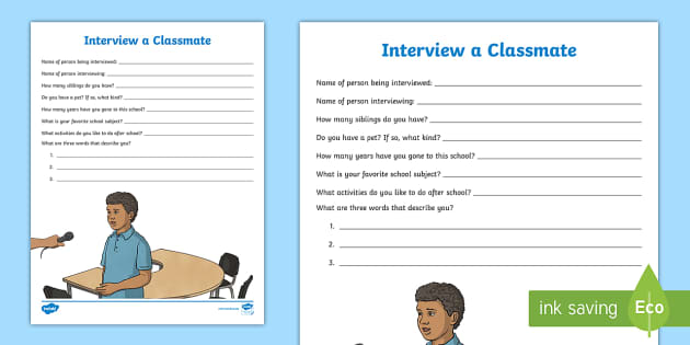 Back to School: Interview a Classmate Activity