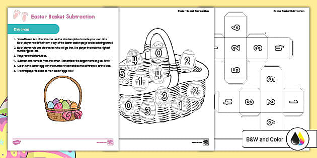 Easter Basket Subtraction Activity for K-1st Grade