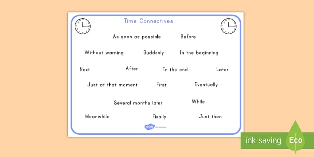 Time Conjunctions Word Mat Image