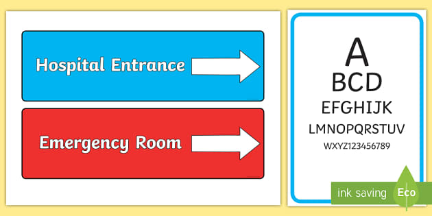 Hospital Dramatic Play Signs
