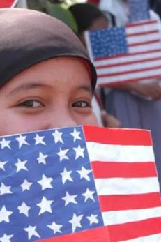 girl with flag