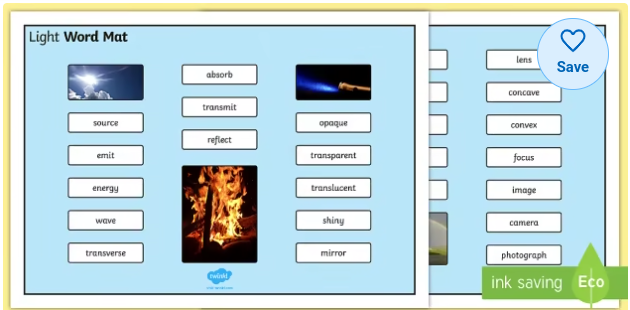 Science Light Word Mat