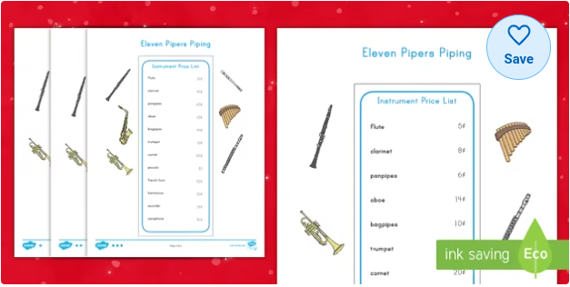 Eleven Pipers Piping Activity