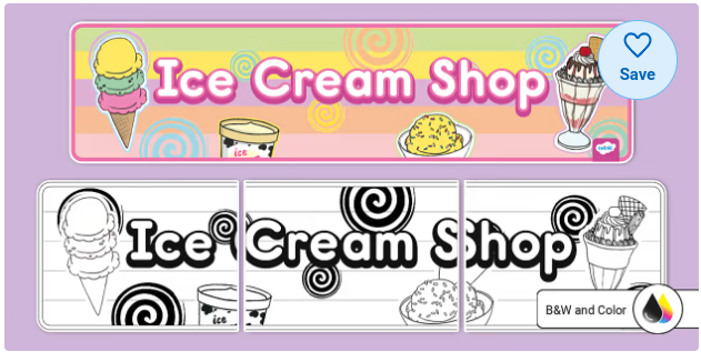 Ice Cream Shop Dramatic Play Banner
