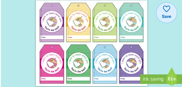 Teacher Appreciation – Ream of Paper Gift Tags