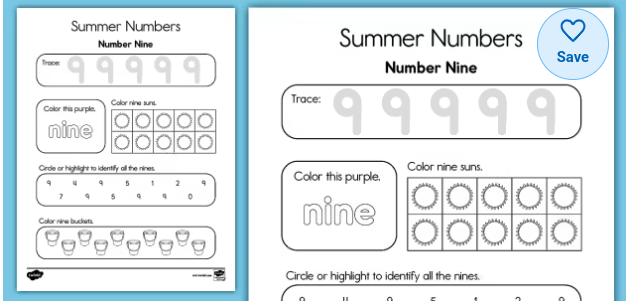 Summer Numbers: Number Nine Math Activity