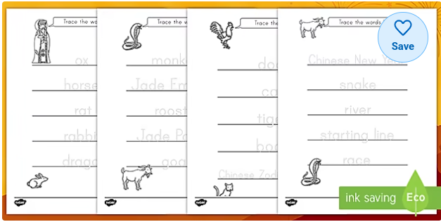 Chinese New Year Story Trace the Words Activity