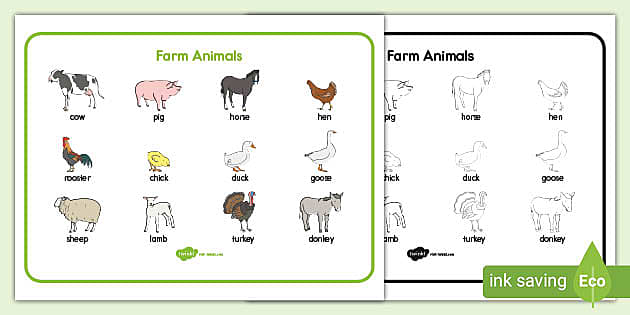 Farm Animals Habitat Word Mat
