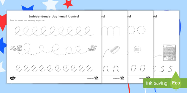 Independence Day Pencil Control Activities