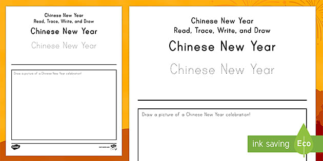 Chinese New Year: Read, Trace, Write, and Draw Activity