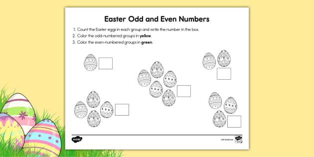 Easter Odd and Even Numbers Activity for K-2nd Grade