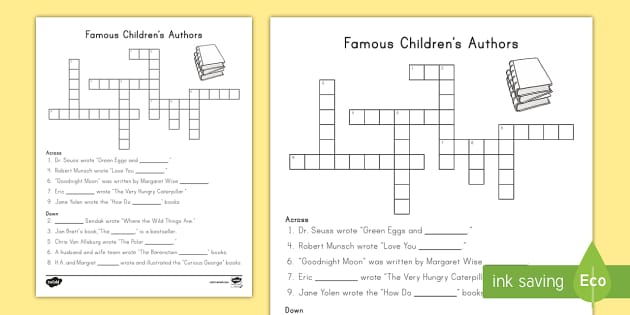 Famous Children's Authors Crossword