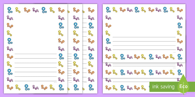 Blank and Lined Journal Writing Pages - Inventions Border