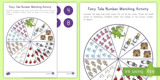 Fairy Tale Number Matching Activity
