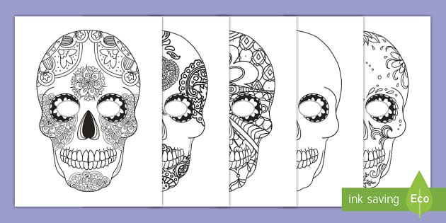 Day of the Dead Sugar Skull Coloring Masks