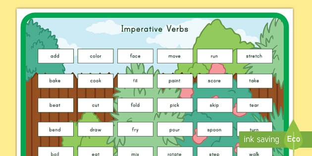 Imperative Verbs Word Mat