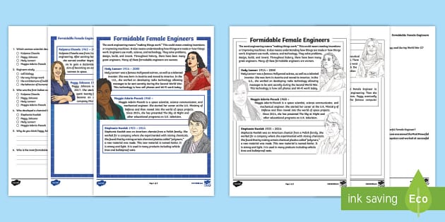 Fifth Grade Formidable Female Engineers Reading Comprehension Activity