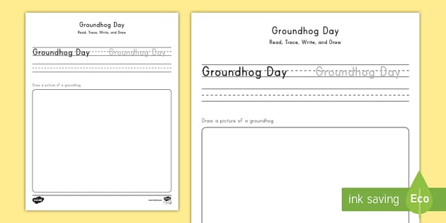 Groundhog Day: Read, Trace, Write, and Draw Activity